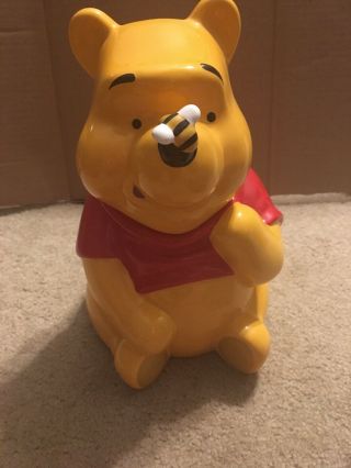 Disney Treasure Craft Winnie The Pooh Cookie Jar With Bee On Nose