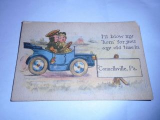 Connellsville Pa.  Penn.  Comic Postcard Vintage Early Auto