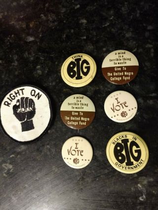 4 Vintage African American : Blacks In Government (big) 2 Uncf Pins & Power Patch