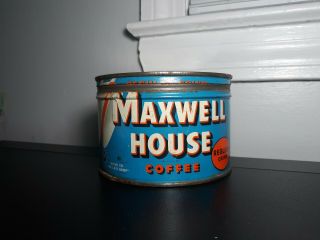 Vintage Maxwell House Coffee Regular Grind Empty Tin Can Lid One Pound Size