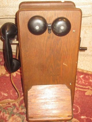 Leich Oak Wood Wall Magneto Telephone. 3