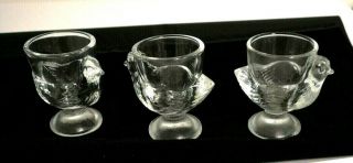 3 Vintage Glass Chicken Egg Cup.  3 " Tall