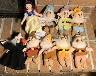 Set Of 10 Disney Snow White And The Seven Dwarfs Bean Bag Plush Set With Tags
