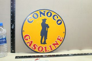 Vintage Conoco Gasoline Dealer Service Porcelain Metal Sign Gas Oil