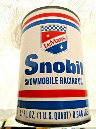 Vtg Lemans Snobil Snowmobile Racing Oil Motor Oil 1 Quart Metal Can Empty