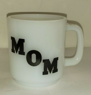 Vintage Mom Milk Glass Glasbake Usa Coffee Cup With Poem Poetry White Greatest
