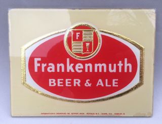 Vtg Frankenmuth Beer & Ale Sign Reverse Painted Glass Bar Ad
