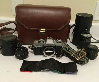 Vintage Minolta Xg - M Camera,  3 Lenses & Cases