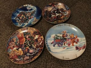 Disney Collector Christmas Plates,  2) Mickey Mouse 2) Winnie The Pooh And Friends