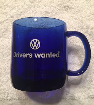 Volkswagen Vw Drivers Wanted Cobalt Blue Glass Coffee Mug