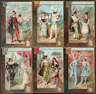 Liebig S - 244 " Italian Masques Ii " Full Set Of 6 Vintage Trade Cards 1889 Belgian