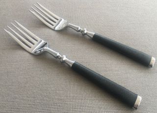 2 Salad Forks Nocturnal International Stainless Is Lyon Japan Black Grey Handle