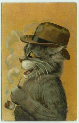 Dressed Cat Smoking Pipe Boulanger Serie 418