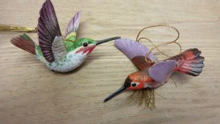 Vtg Lenox Set/2 Hummingbird Ornaments Mib Lucifer & Black Chinned Nib 1990