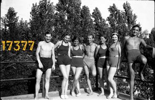 Vintage Negative Sexy Girls And Funny Boys In Swimsuit 1930 