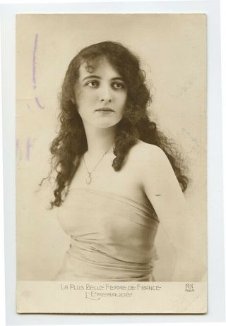 1920s French Glamour Long Hair Beauty Young Lady Photo Postcard