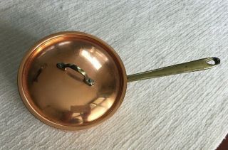 Vintage Copral 1.  5 Qt Copper Brass Pan With Lid Portugal