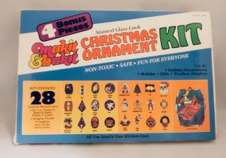 Vintage Makit Bakit Christmas Ornament Kit Set W/ Box & Crystals Make It Bake It
