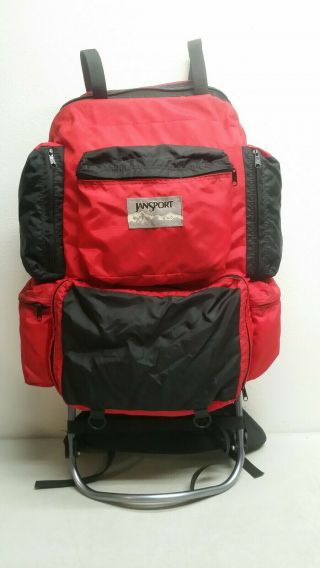Vintage Jansport Red External Frame Hiking Backpacking Backpack - Made In Usa