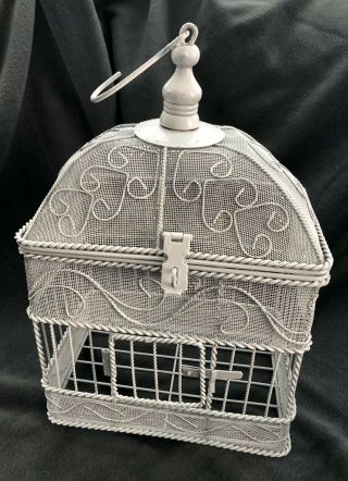 Vintage Decorative White Metal Bird Cage