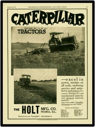 1920 Holt Caterpillar Diesel Tractors Metal Sign: Five 5 Ton Model At Work