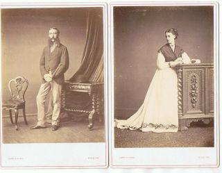 2 Cabinet Cards Colonel Langtry 15th Hussars & Sophie Langtry By Jabez Hughes