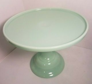 Vintage Jade Green Glass Cake Serving Stand Pedestal