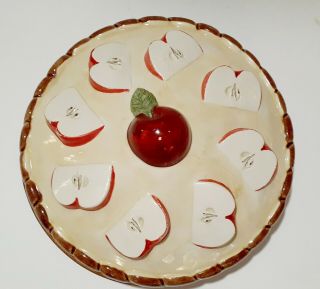 Vintage Ceramic Apple Pie Plate Keeper,  Server Dish & Covered Apple Lid 10 "