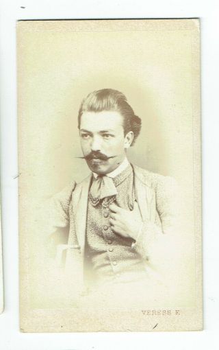 Victorian Cdv Photo Man With Moustache Kolozsvart Romania Photographer