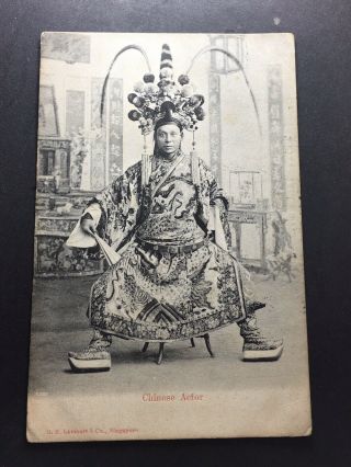 Old Postcard Chinese Actor By Lambert & Co Singapore Straits Settlement