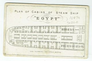 Victorian cdv photo Art National Line Ship Egypt & plan of cabins 2