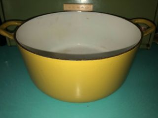 Vintage Descoware Cast Iron Enamel Dutch Oven Pot Yellow Belgium 2e 10p