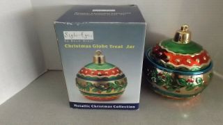 Style Eyes Christmas Globe Treat/cookie Jar Metalliic Nib