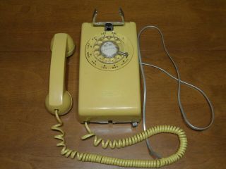 Vintage Western Electric Bell System Yellow Rotary Wall Telephone 554 Not -