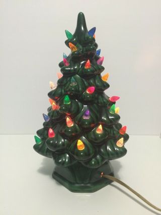 Vintage Ceramic Christmas Tree With Lights - Mid - Century Decor 1972