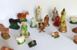 Vintage Chalkware Nativity Set 19 Creche Figures