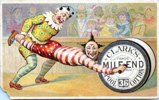 1880s Chinese Circus Acrobats Clowns Clarks Thread Victorian Trade Card 2