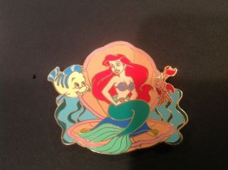 Disney Ariel & Flounder Sebastian Shell Le 500 Pin Little Mermaid