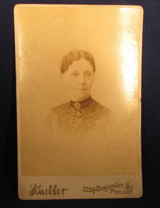 Old Cabinet Card Photo Of Woman By Kuebler Philadelphia 6 1/2 " X 4 1/4 "