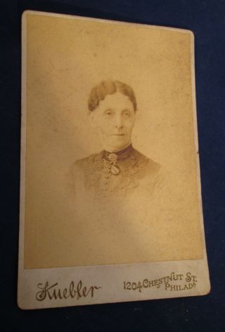 Old Cabinet Card photo of Woman by Kuebler Philadelphia 6 1/2 