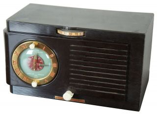 Art Deco General Electric Alarm Clock Radio Model 500 Brown Tube Radio Bakelite