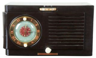 Art Deco General Electric Alarm Clock Radio Model 500 Brown Tube Radio Bakelite 2