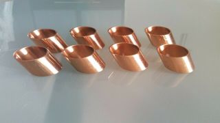 Set Of 8 Cobraz Beucler Ltd Napkin Rings Copper Brass,  Rose Gold Modern Deco