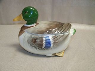 Vintage 1981 Otagiri Mallard/duck Lidded Ceramic Dish/candy Jar