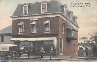 Oneida Castle,  Ny,  Welch & Co Store & Their Horse Drawn Delivery Wagon 1918