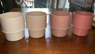 Tupperware Stacking Coffee Cups Mugs Shades Of Pink Vintage Set Of 4