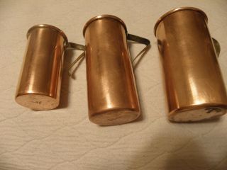 Set Of 3 Vintage Copper Measuring Cups