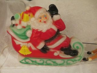 Vtg EMPIRE Plastic 1970 CHRISTMAS Santa Claus Reindeer Sleigh Light Up BLOW MOLD 2