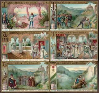 Liebig S - 486 " Tannhauser (opera) " Full Set Of 6 Vintage Trade Cards 1896 Italian