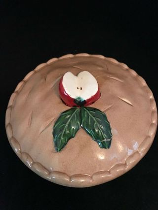 Apple Pie Covered Ceramic Pie Keeper W/ Matching Lid Plate Dish